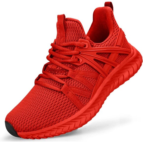 Women's Red Slip On Lightweight Casual Walking Tennis Sneakers for Gym Shoes - Picture 1 of 5